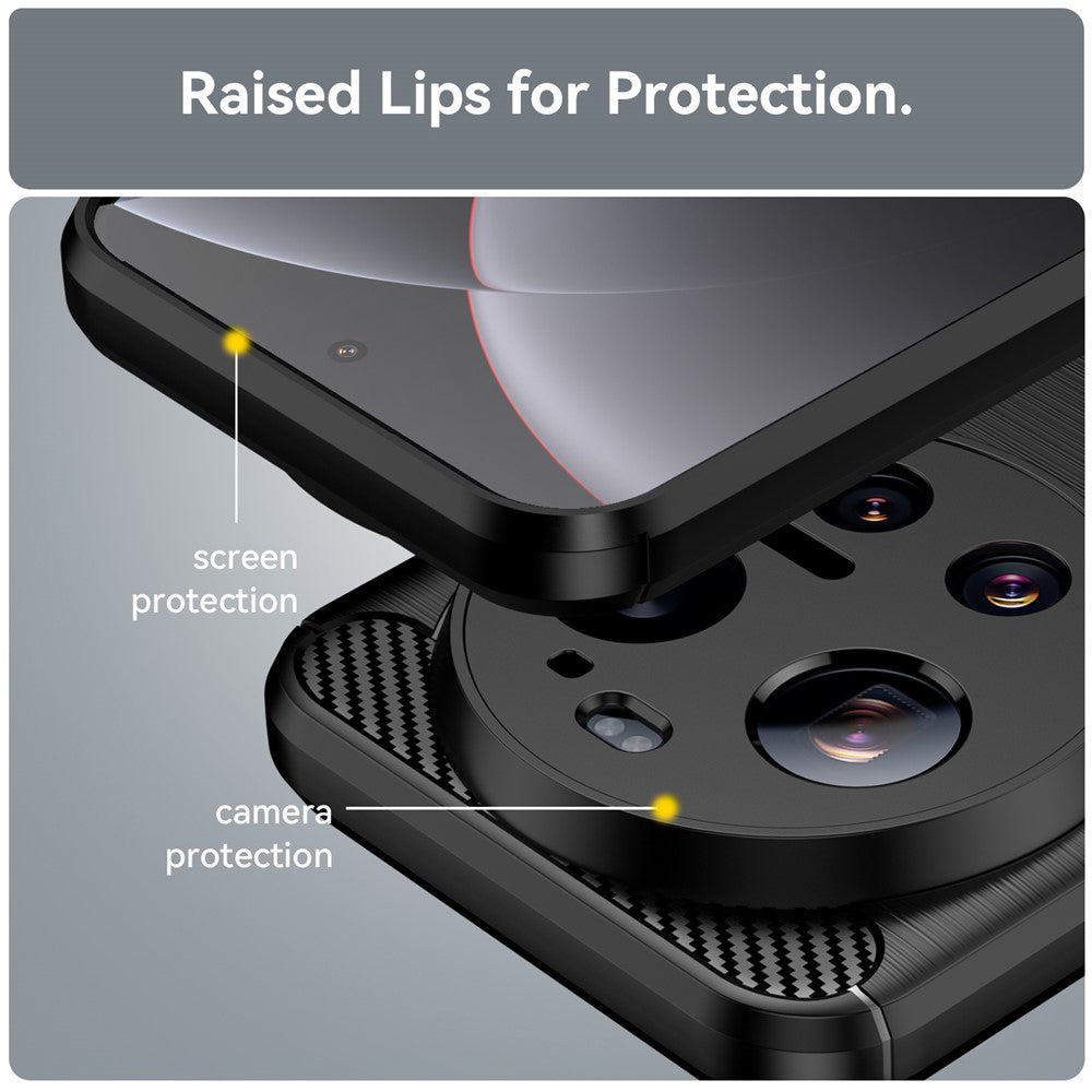 Hülle für Xiaomi 17 Ultra, Techsuit, Carbon, Schwarz
