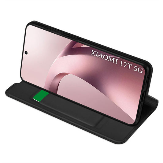Coque pour Xiaomi 17T, Techsuit, Magskin Book, Noire