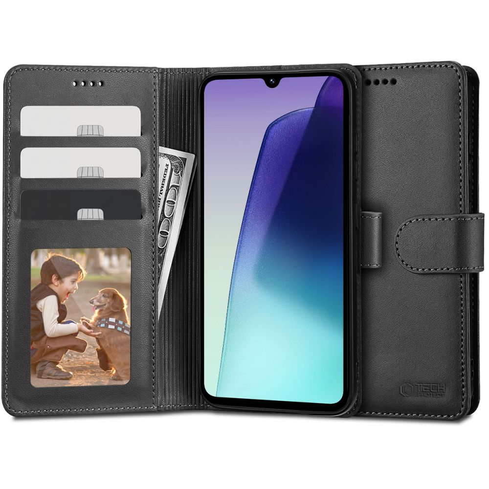 Etui voor Xiaomi Poco C75 / Redmi 14C, Tech-Protect, Portemonnee, Zwart