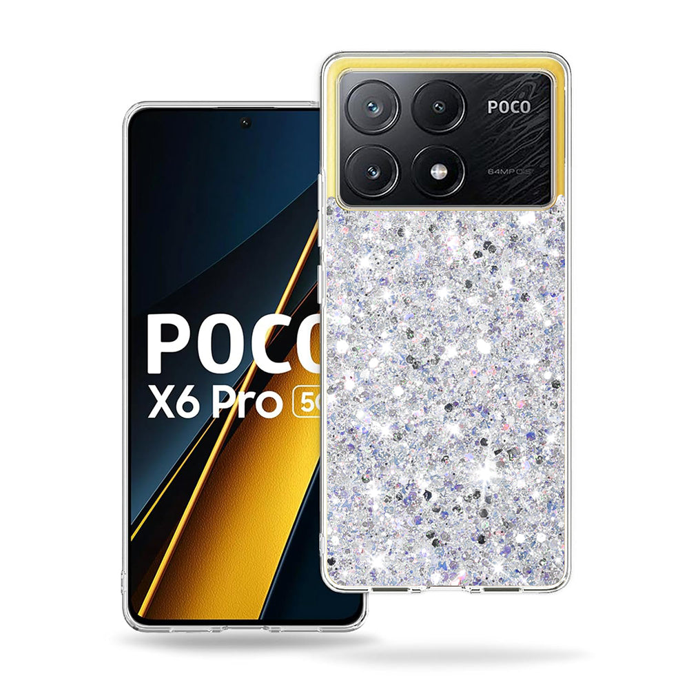 Coque pour Xiaomi Poco X6 Pro, Techsuit, Paillettes Scintillantes, Blanche