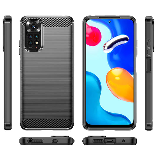 Hülle für Xiaomi Redmi Note 11S / Note 11, Techsuit, Carbon, Schwarz