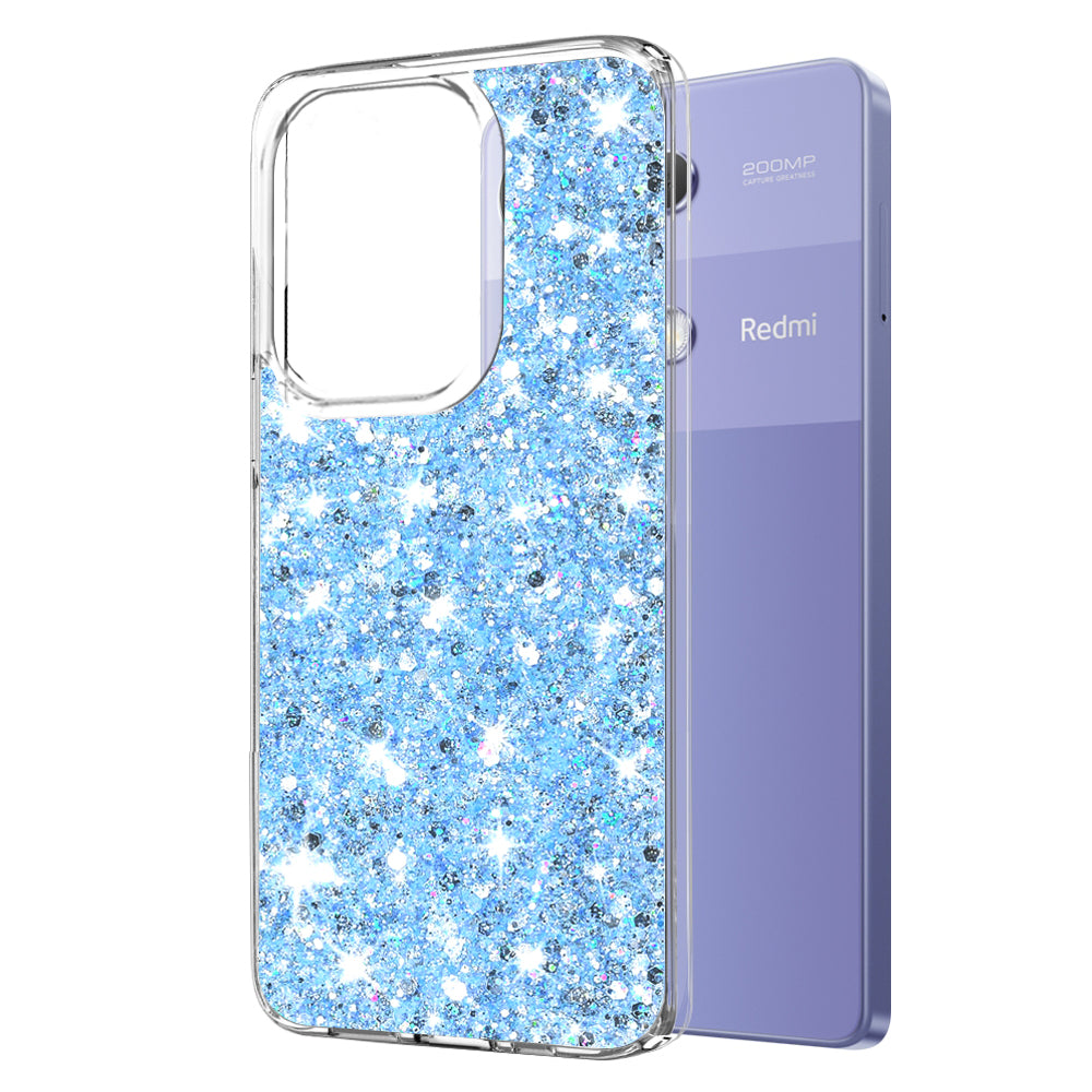 Coque pour Xiaomi Redmi Note 13 Pro 4G / Poco M6 Pro 4G, Techsuit, Paillettes Scintillantes, Bleu