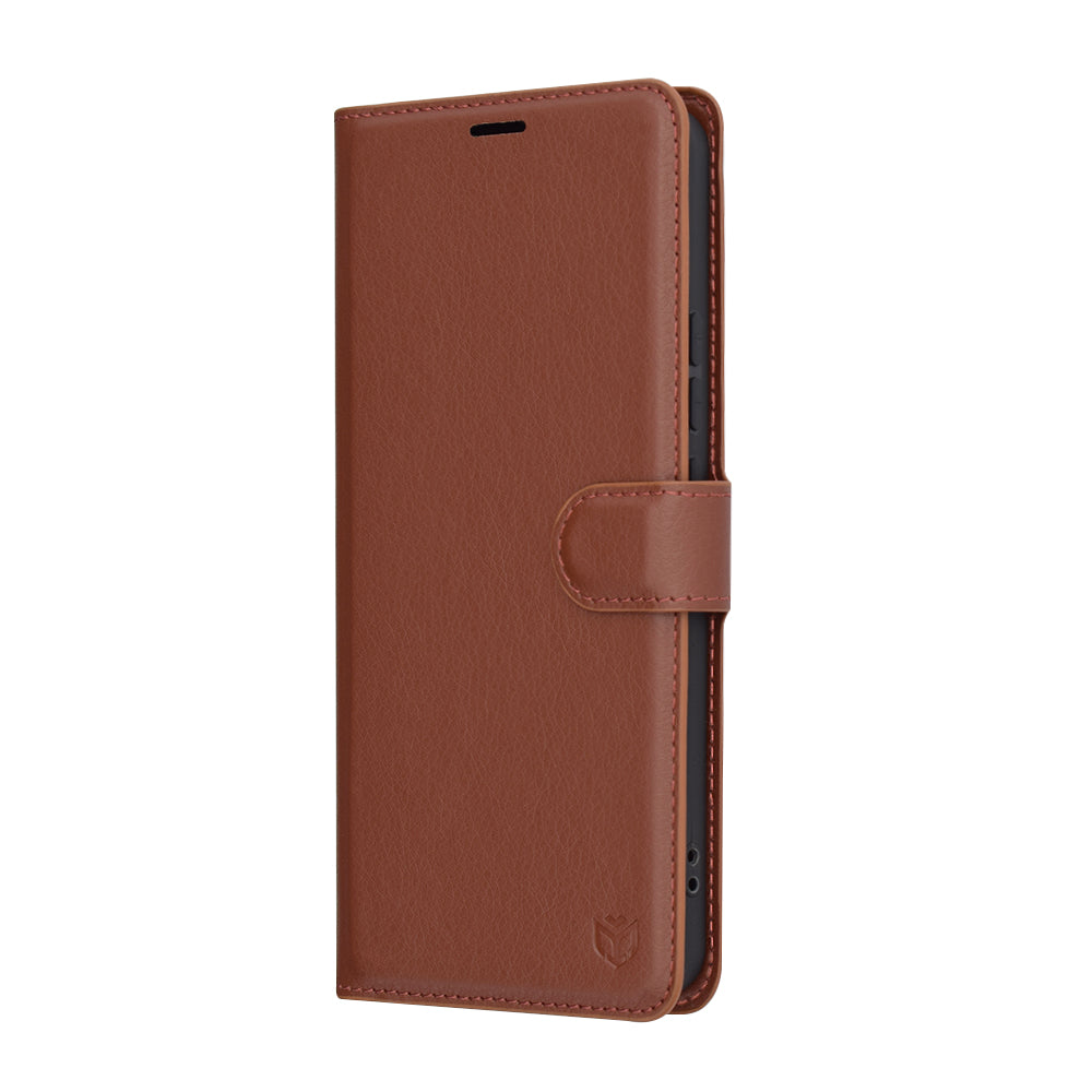 Coque pour Xiaomi Redmi Note 14 4G (Régional), Techsuit, Folio en cuir, Marron