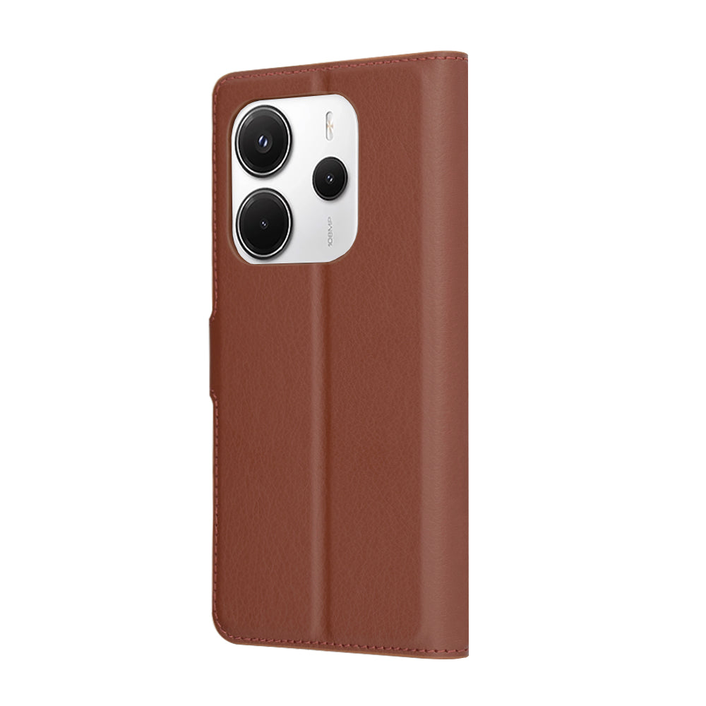 Coque pour Xiaomi Redmi Note 14 4G (Régional), Techsuit, Folio en cuir, Marron