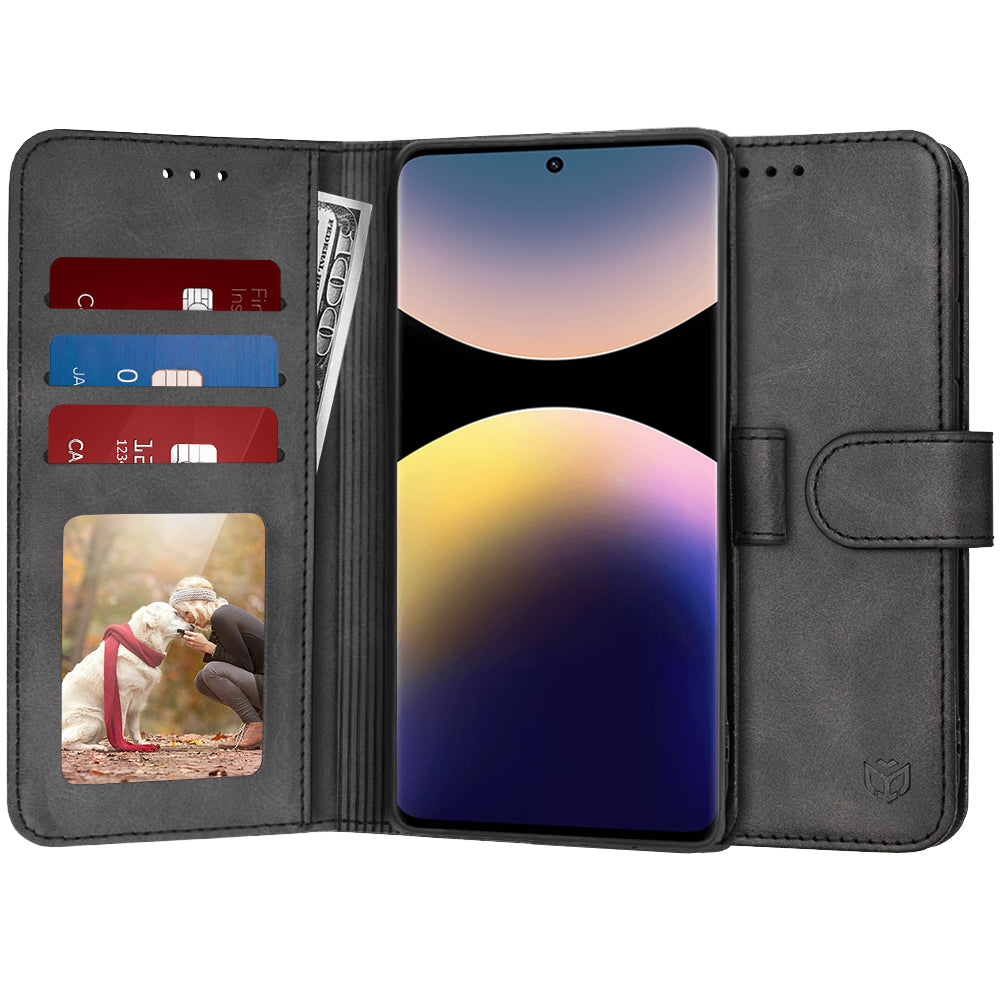 Coque pour Xiaomi Redmi Note 14 Pro+ 5G, Techsuit, Diary Book, Noire