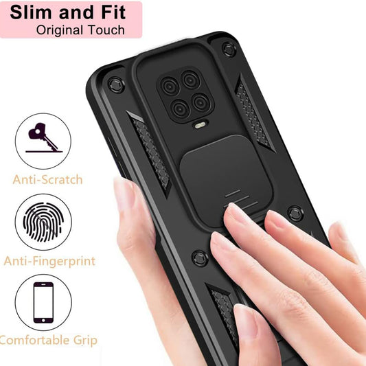 Hoes voor Xiaomi Redmi Note 9S / Note 9 Pro / Note 9 Pro Max, Techsuit, CamShield, Zwart