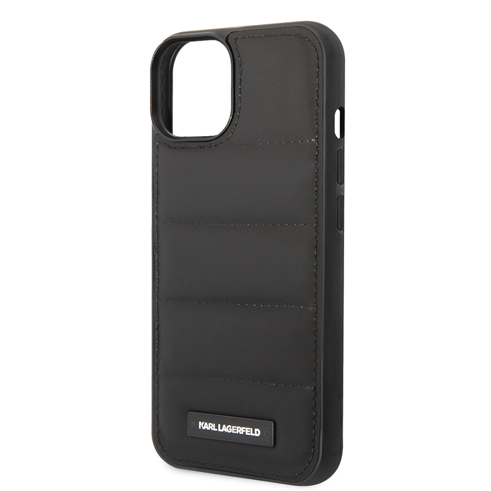 Étui pour Apple iPhone 14 Plus, Karl Lagerfeld, Quilted Puffy Metal Logo, Noir