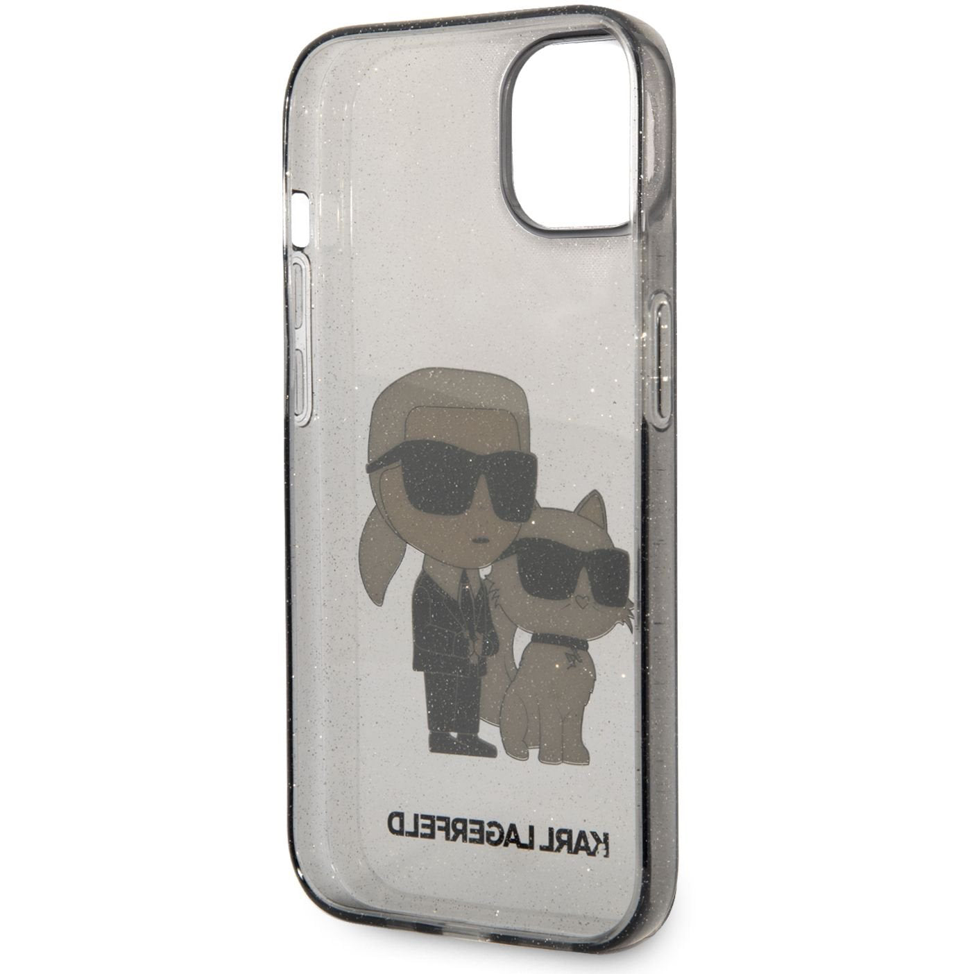 Coque pour Apple iPhone 14 Plus, Karl Lagerfeld, IML Glitter Karl and Choupette NFT, Noire