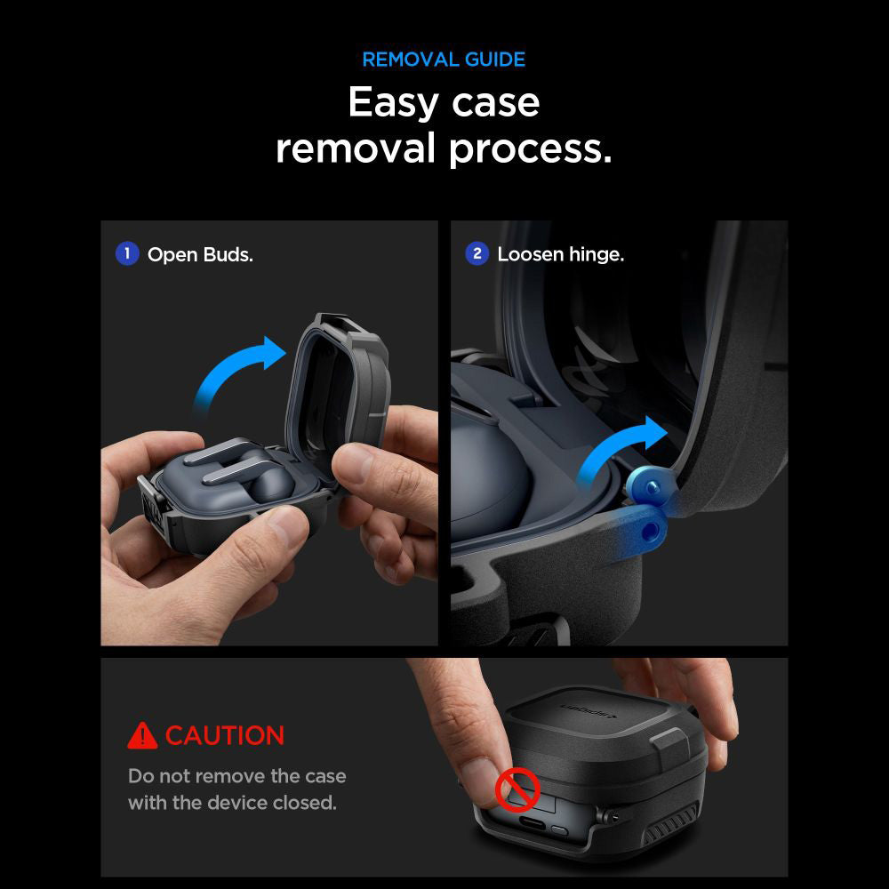 Spigen Lock Fit hoesje voor Samsung Galaxy Buds4 / Buds4 Pro, Matzwart ACS11202