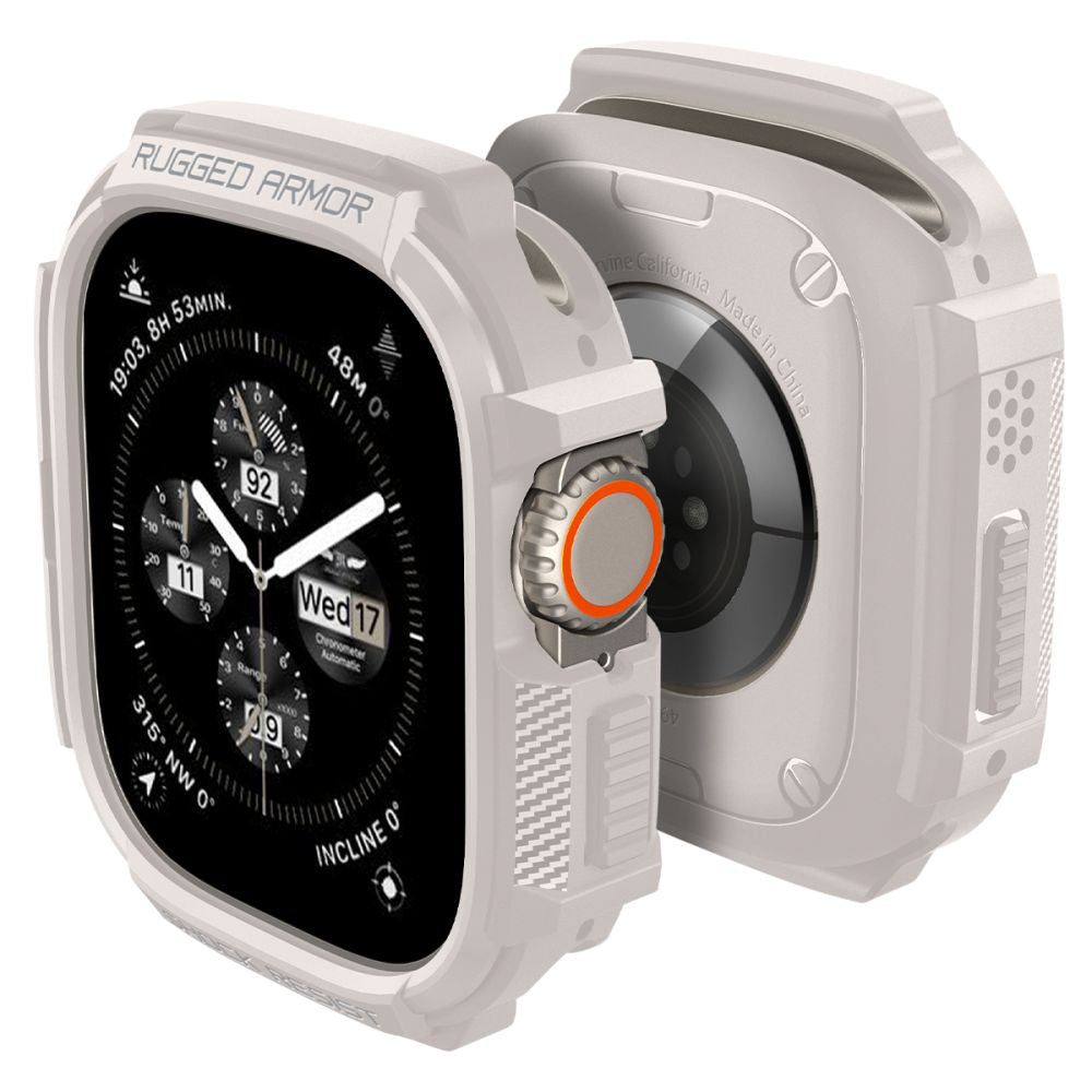 Spigen Rugged Armor hoes voor Apple Watch Ultra Series, Beige ACS07381