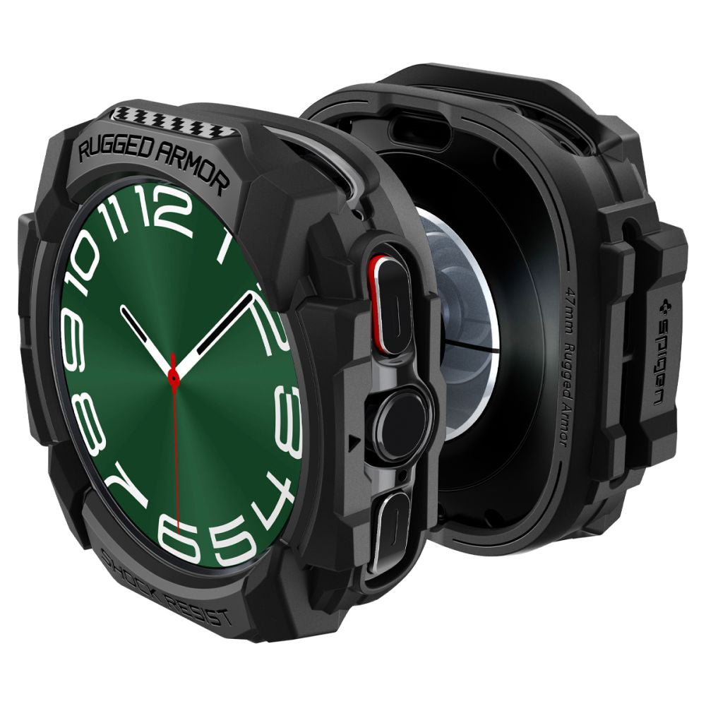 Spigen Rugged Armor Hülle für Samsung Galaxy Watch Ultra, Schwarz