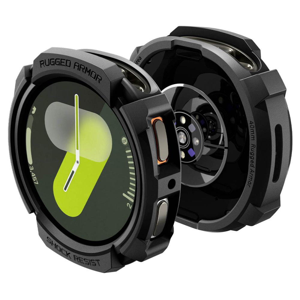 Spigen Rugged Armor Hülle für Samsung Galaxy Watch8 40mm, Schwarz ACS10004