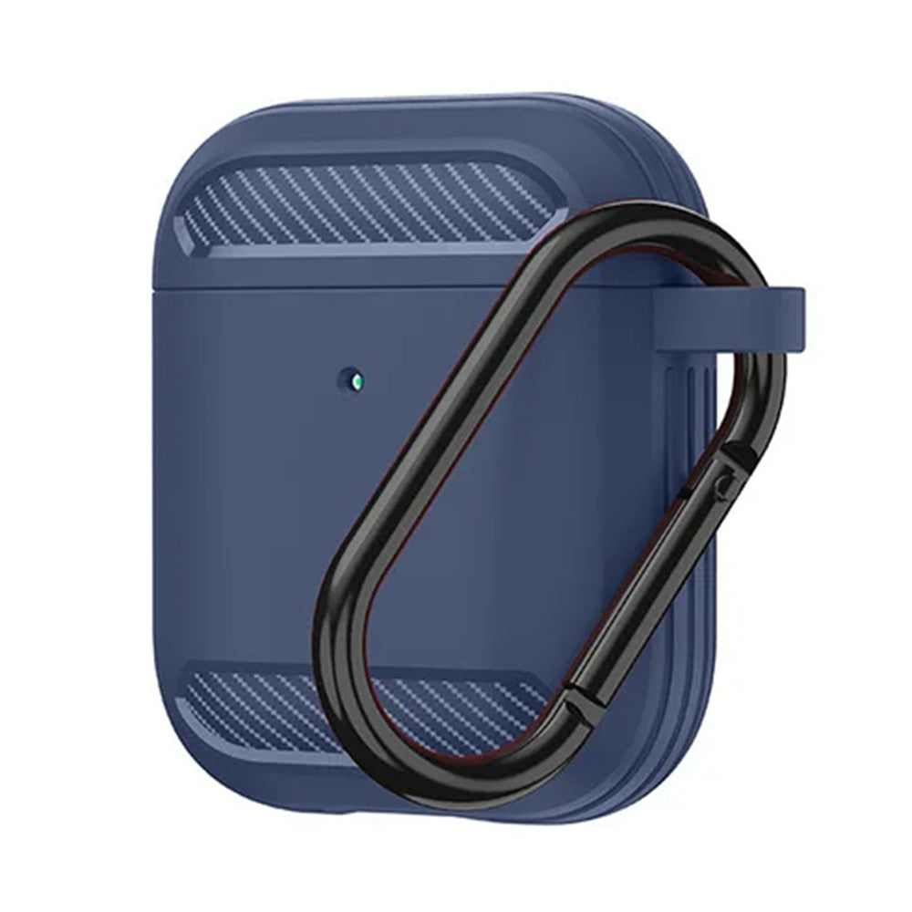 Coque Techsuit Carbon pour Apple AirPods Gen 2 / Gen 1, Bleu marine