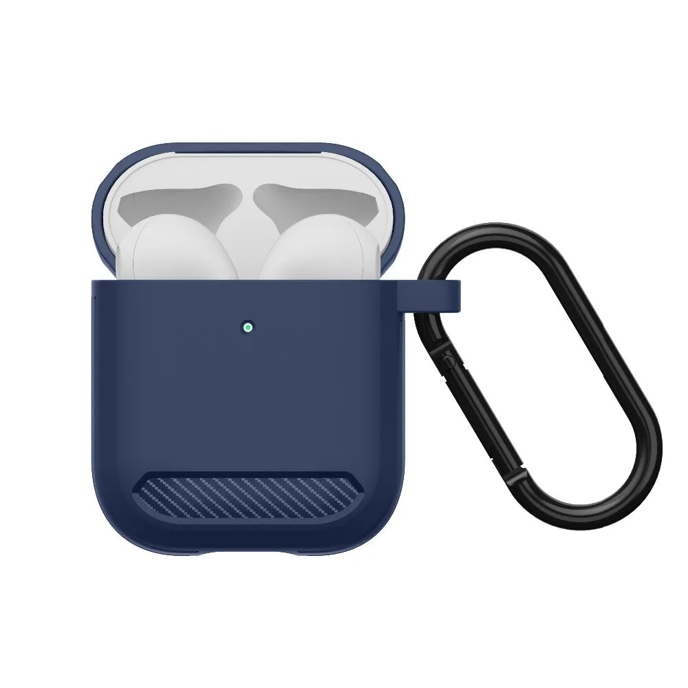 Coque Techsuit Carbon pour Apple AirPods Gen 2 / Gen 1, Bleu marine