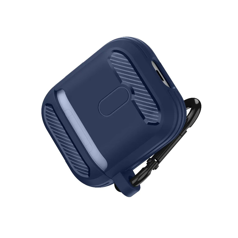 Coque Techsuit Carbon pour Apple AirPods Gen 2 / Gen 1, Bleu marine
