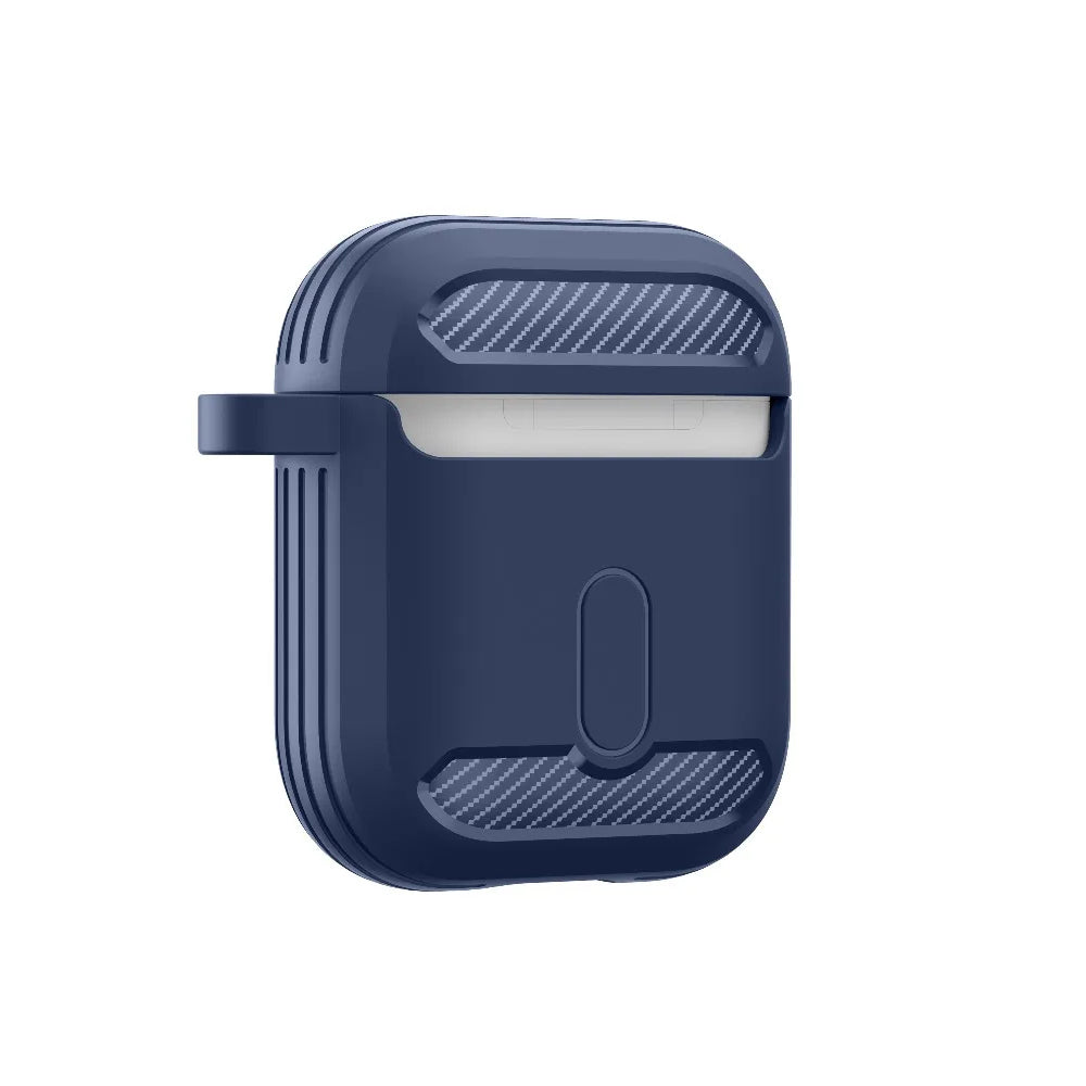 Coque Techsuit Carbon pour Apple AirPods Gen 2 / Gen 1, Bleu marine