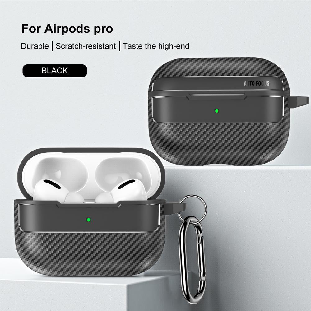 Coque Techsuit CarbonFiber pour Apple AirPods Pro Series, Noire