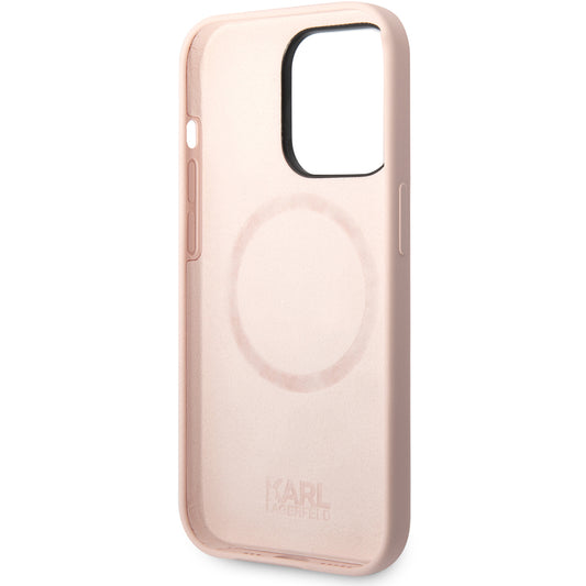 MagSafe hoesje voor Apple iPhone 14 Pro Max, Karl Lagerfeld, Silicone Body Karl & Choupette, Roze
