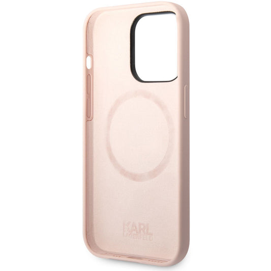 MagSafe hoesje voor Apple iPhone 14 Pro, Karl Lagerfeld, Silicone Karl Head, Roze