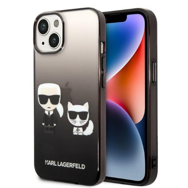 Étui pour Apple iPhone 14 Plus, Karl Lagerfeld, Gradient Karl & Choupette, Noir