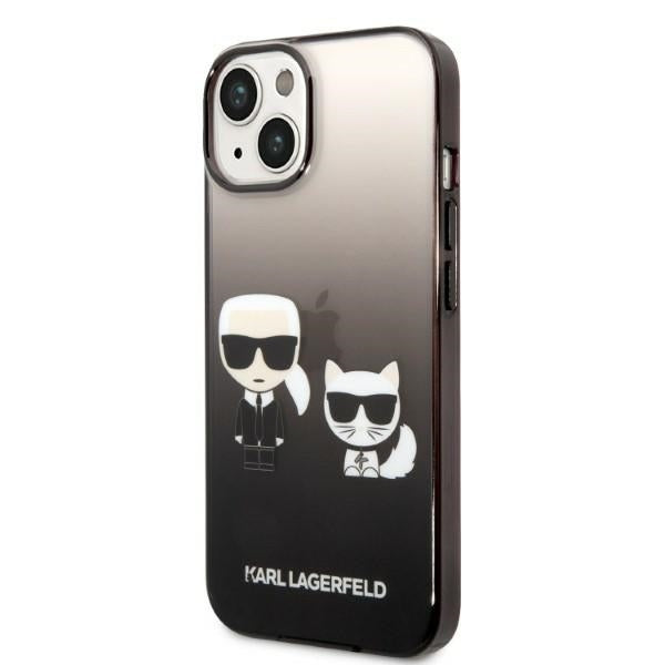 Étui pour Apple iPhone 14 Plus, Karl Lagerfeld, Gradient Karl & Choupette, Noir