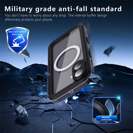 Waterproof hoesje voor Apple iPhone 16, ShellBox, Zwart