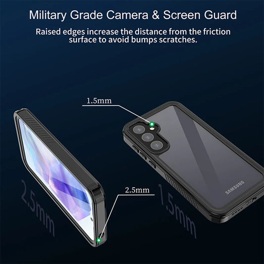Waterproof hoesje voor Samsung Galaxy A55 5G A556, ShellBox, Zwart