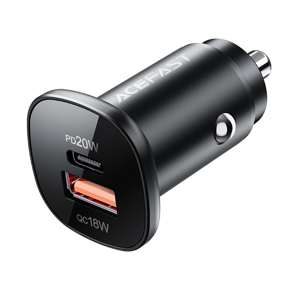 Auto-oplader Acefast B1, 38W, 3A, 1 x USB-A - 1 x USB-C, Zwart