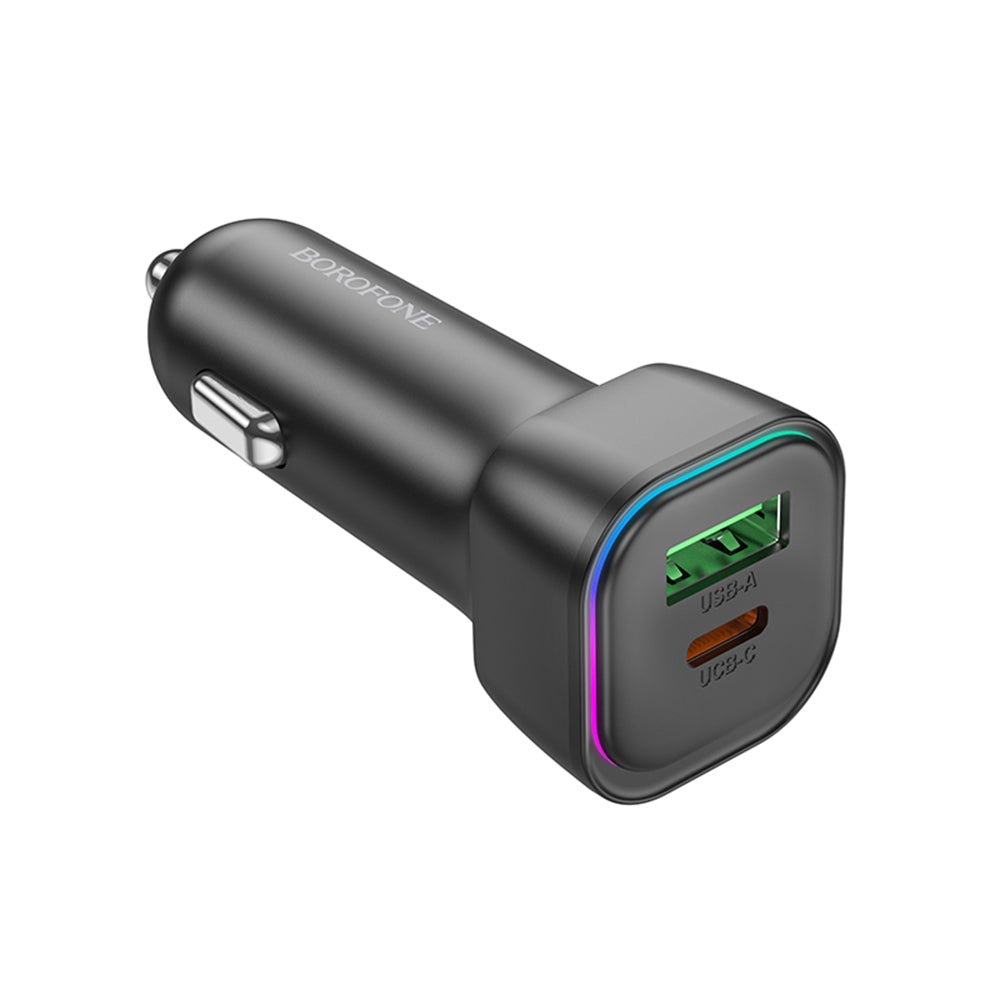 Auto-oplader Borofone BZ28A Trophie, 30W, 3A, 1 x USB-A - 1 x USB-C, Zwart