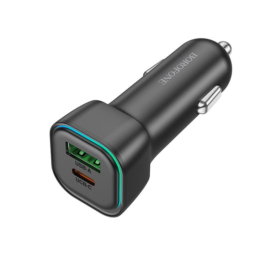 Auto-oplader Borofone BZ28A Trophie, 30W, 3A, 1 x USB-A - 1 x USB-C, Zwart