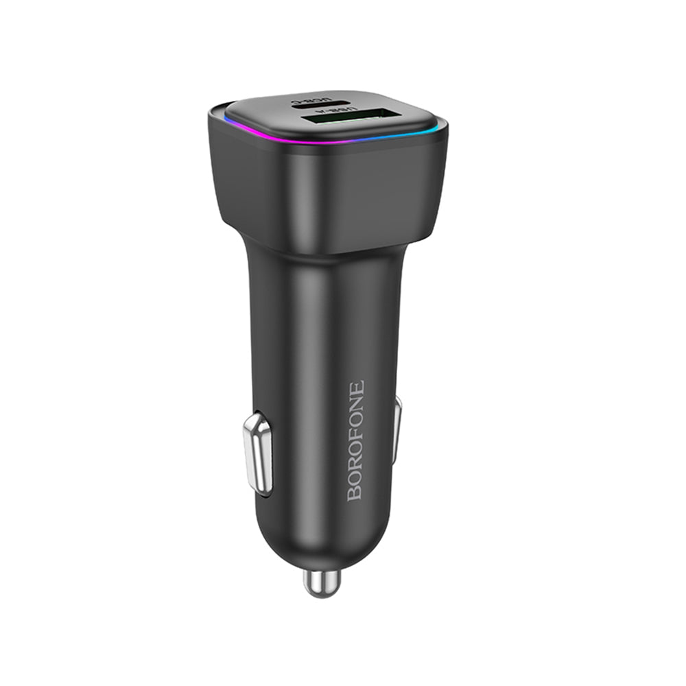 Auto-oplader Borofone BZ28A Trophie, 30W, 3A, 1 x USB-A - 1 x USB-C, Zwart