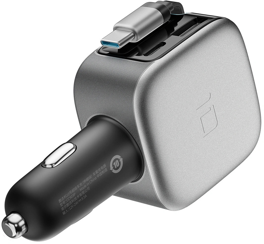 Auto-Ladegerät mit USB-C-Kabel Cuktech CC903P Display, 100W, 5A, 1 x USB-A - 1 x USB-C, Grau