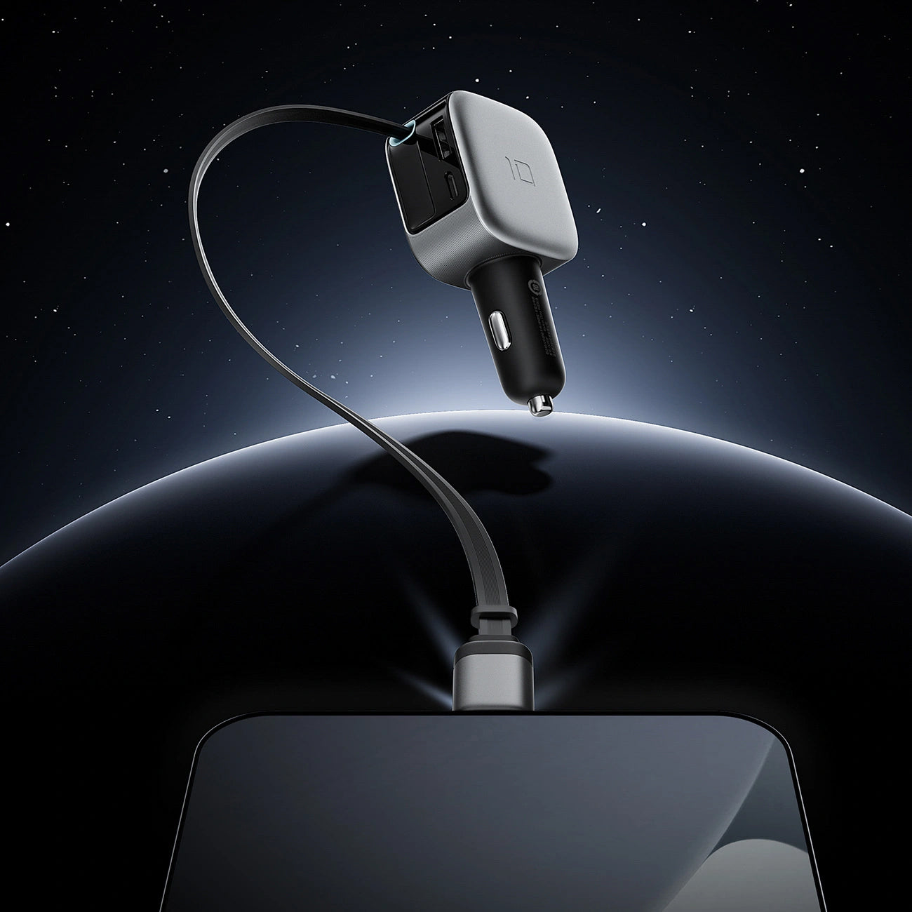 Auto-Ladegerät mit USB-C-Kabel Cuktech CC903P Display, 100W, 5A, 1 x USB-A - 1 x USB-C, Grau