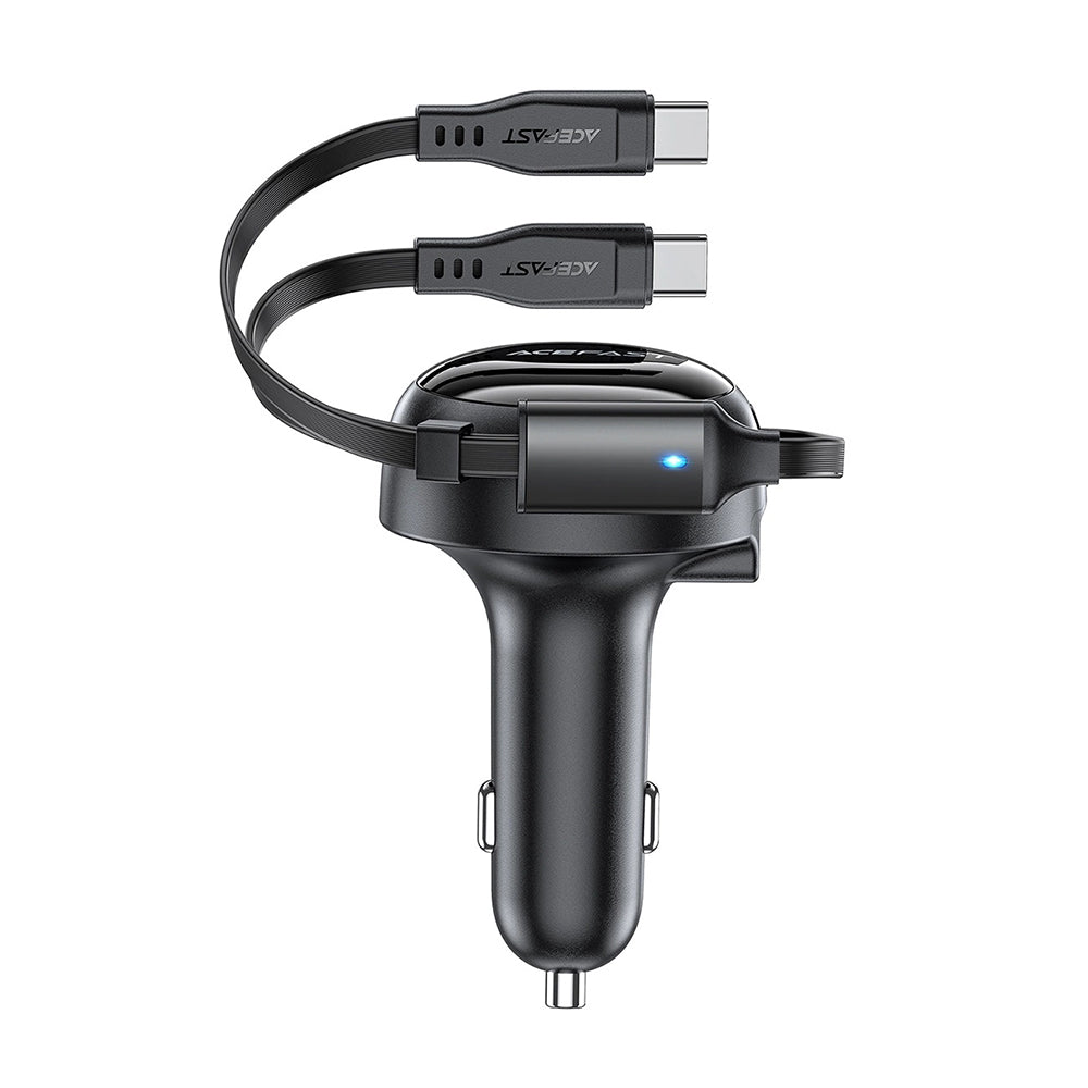 Auto-oplader met USB-C kabel Acefast B13, 53W, 3A, 1 x USB-A, Zwart