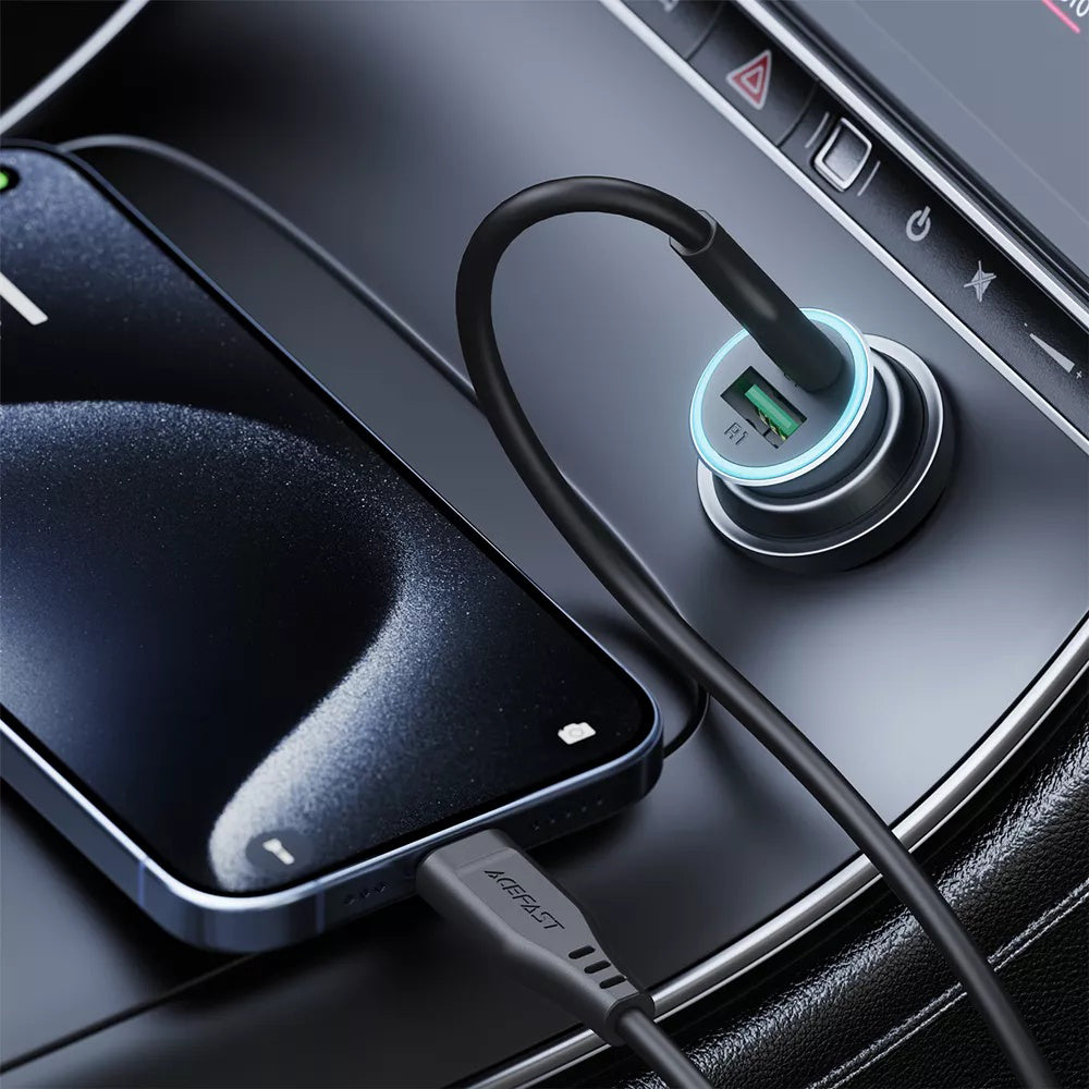 Auto-Ladegerät mit USB-C Kabel Acefast B16, 95W, 3.25A, 1 x USB-A - 1 x USB-C, Grau