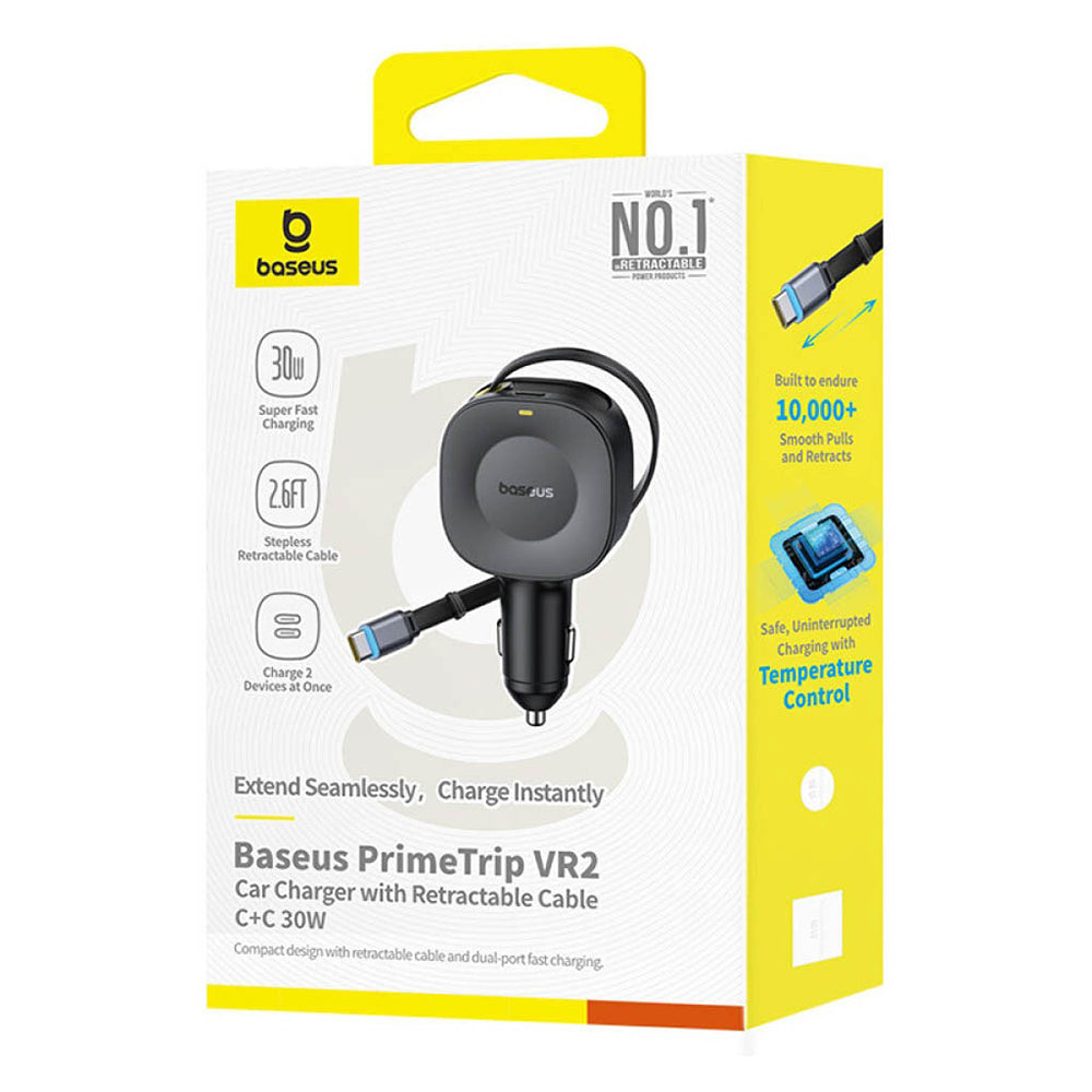 Auto-Ladegerät mit USB-C Kabel Baseus PrimeTrip VR2, 30W, 3A, 1 x USB-C, Schwarz C0206400