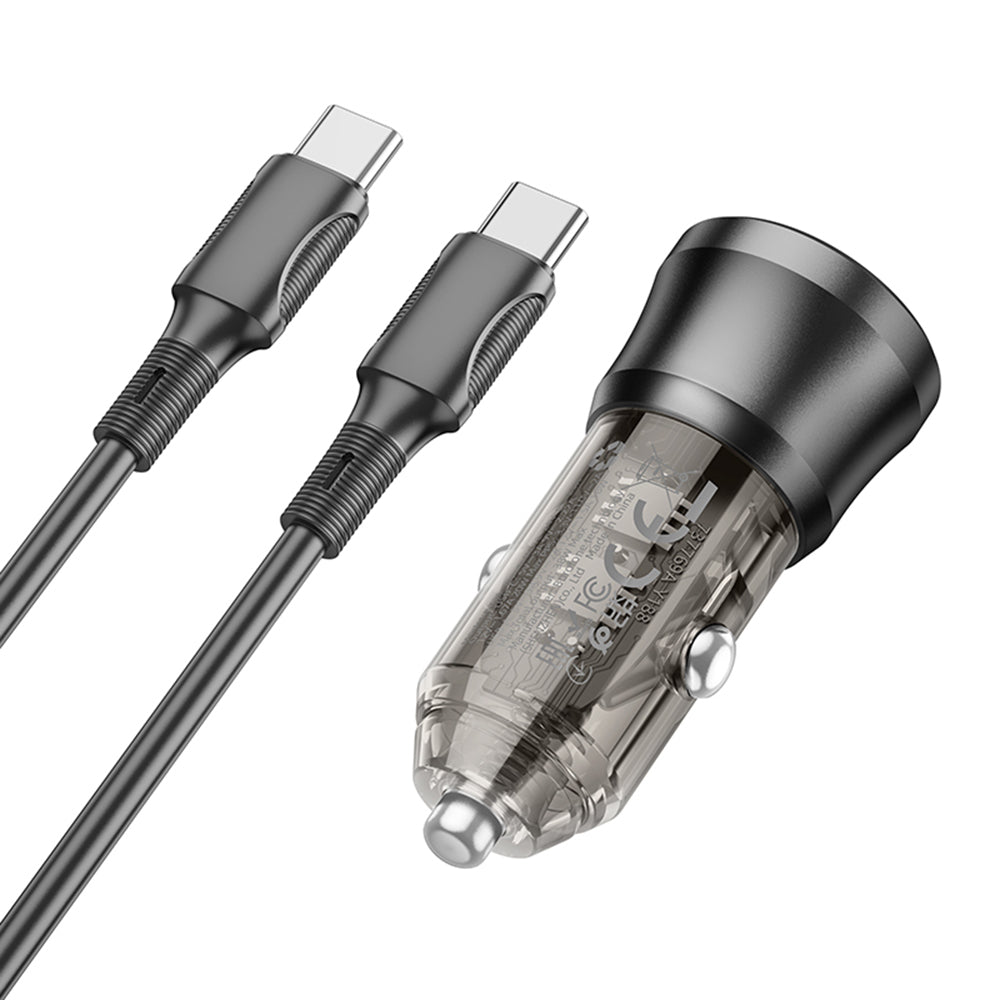 Auto-oplader met USB-C Kabel Borofone BZ25 Journey, 38W, 3A, 1 x USB-A - 1 x USB-C, Zwart