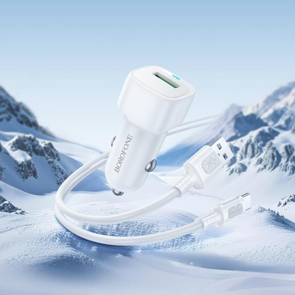 Auto-Ladegerät mit USB-C Kabel Borofone BZ34 Cloud, 18W, 3A, 1 x USB-A, Weiß