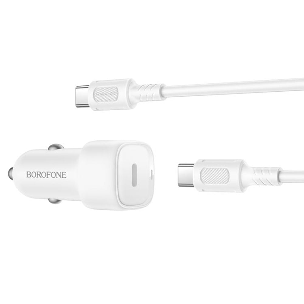 Auto-Ladegerät mit USB-C Kabel Borofone BZ34A Cloud, 20W, 3A, 1 x USB-C, Weiß