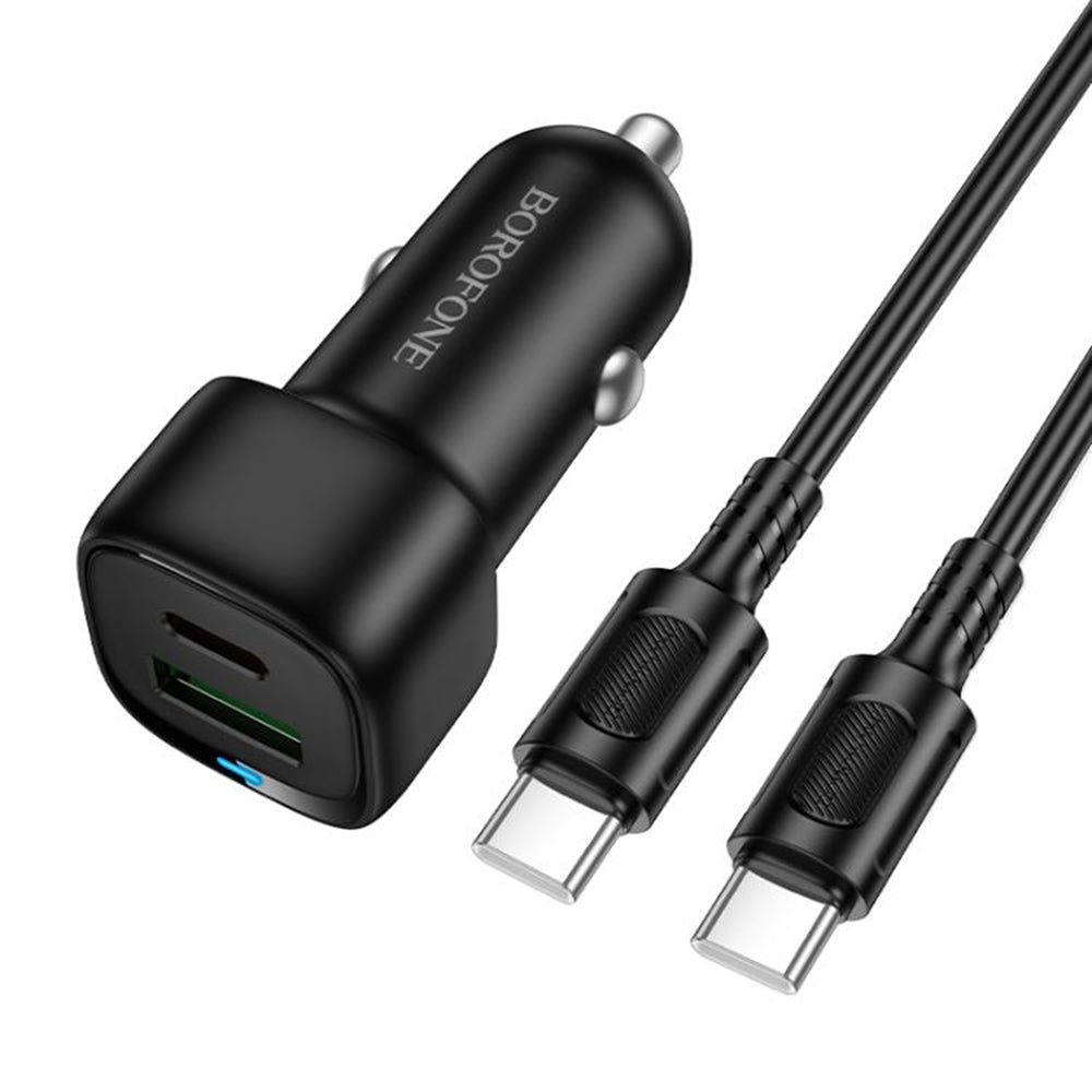 Auto-Ladegerät mit USB-C Kabel Borofone BZ34B Cloud, 20W, 3A, 1 x USB-A - 1 x USB-C, Schwarz