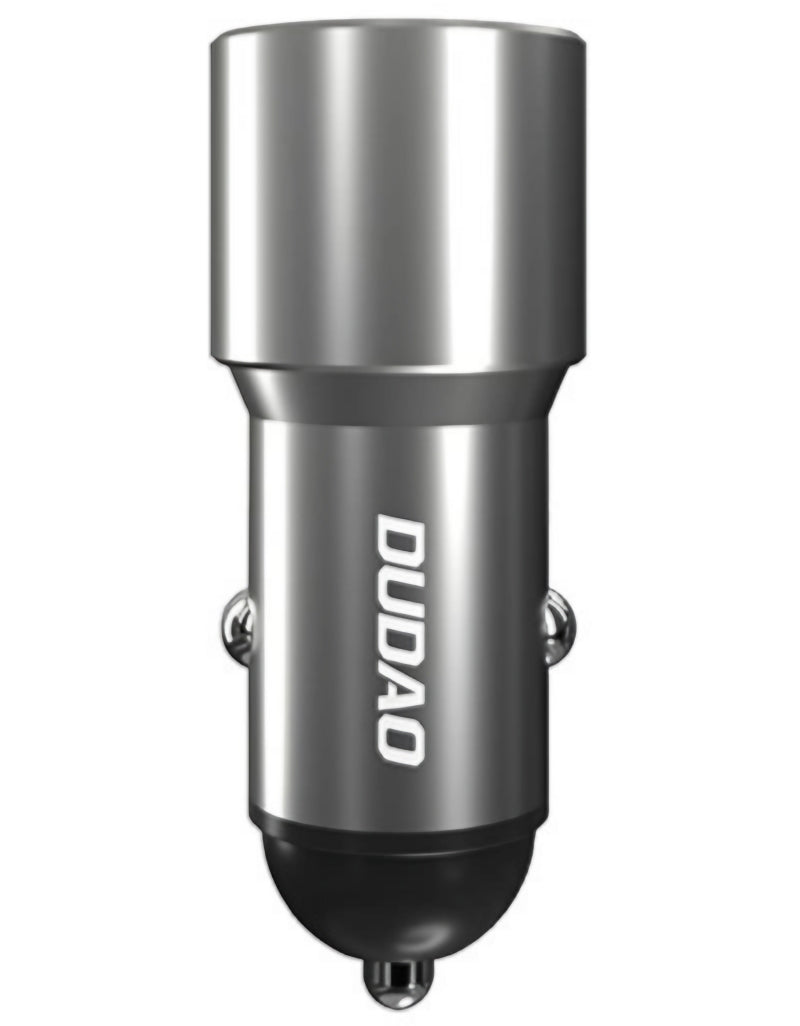 Dudao R4PQ NM Auto-oplader, 22,5W, 3A, 1 x USB-A - 1 x USB-C, Grijs