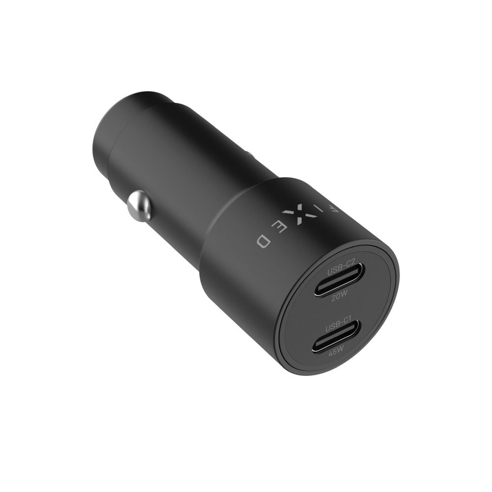 Chargeur Auto Fixed, 65W, 3A, 2 x USB-C, Noir