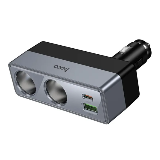 Auto-oplader HOCO Z65B, 240W, 1 x USB-A - 1 x USB-C - 2 x Sigarettenaansteker Extensie, Zwart