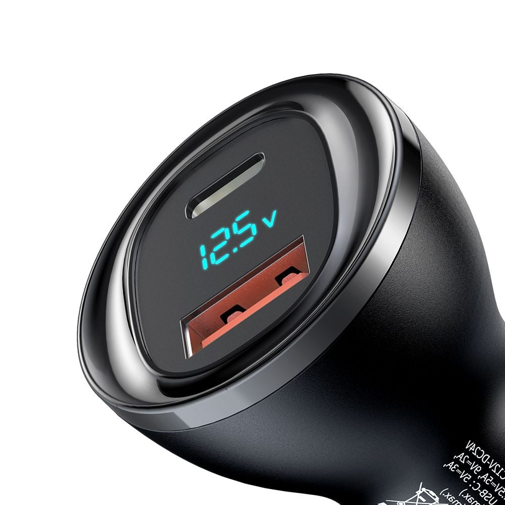 McDodo CC-5670 Auto Charger Display, 95W, 5A, 1 x USB-A - 1 x USB-C, Black