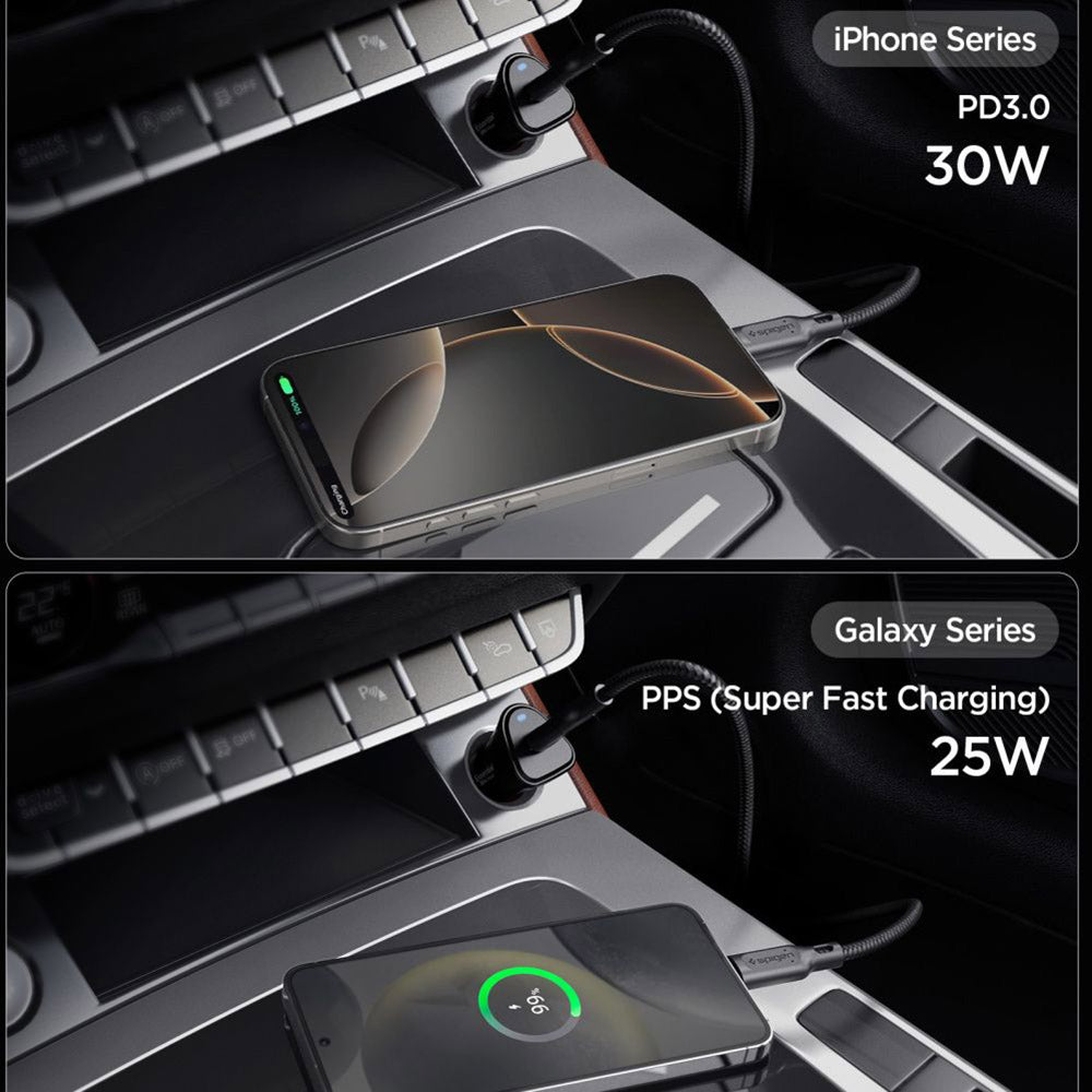 Chargeur de voiture Spigen EV301 Essential, 30W, 3A, 1 x USB-C, Noir ACP08699