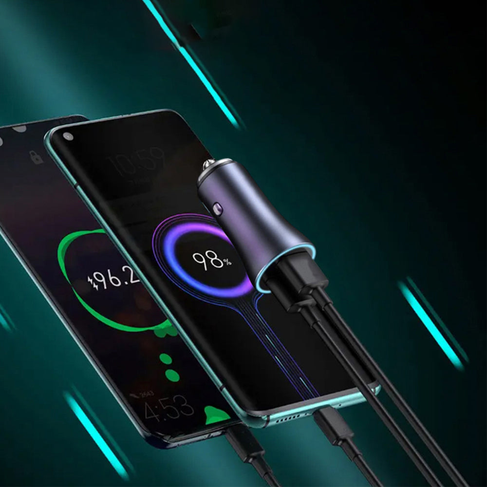 Chargeur Auto Techsuit C3 RescueVolt, 48W, 3A, 1 x USB-A - 1 x USB-C, Gris