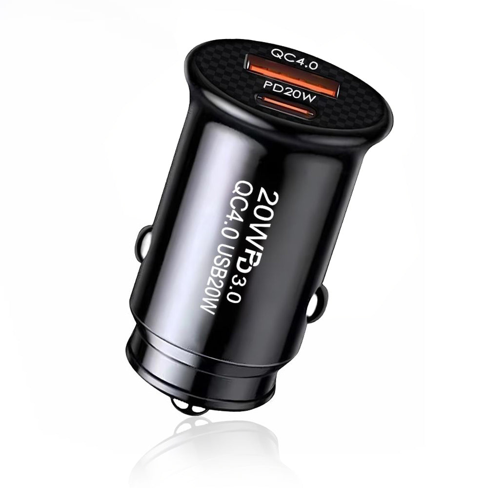 Chargeur Auto Techsuit C4 MiniFuseX, 20W, 3A, 1 x USB-A - 1 x USB-C, Noir