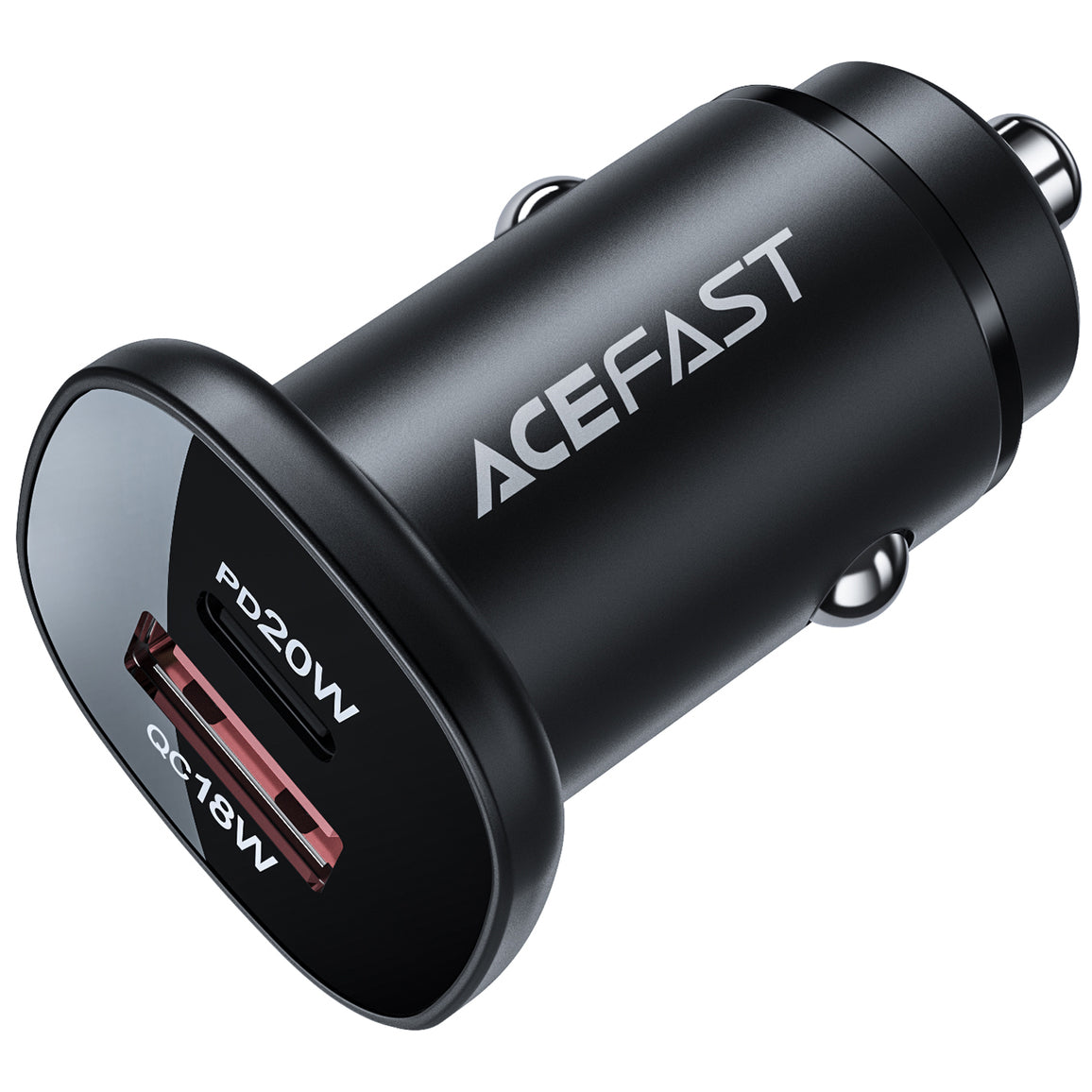 Auto-oplader Acefast B1, 38W, 3A, 1 x USB-A - 1 x USB-C, Zwart
