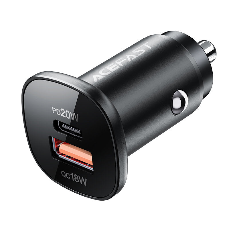 Auto-oplader Acefast B1, 38W, 3A, 1 x USB-A - 1 x USB-C, Zwart