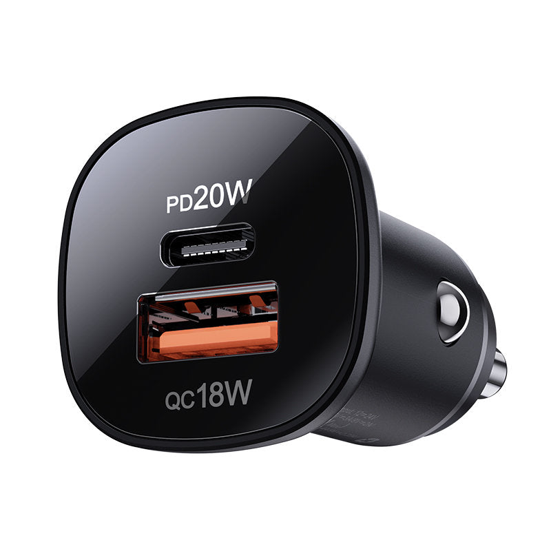 Auto-oplader Acefast B1, 38W, 3A, 1 x USB-A - 1 x USB-C, Zwart